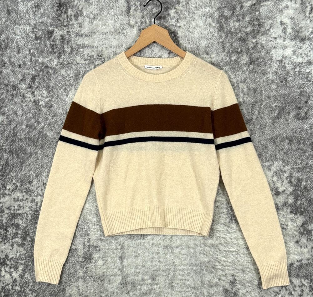 Reformation Sweater XS Womens Cashmere Knit Cropped Long Sleeve Pullover